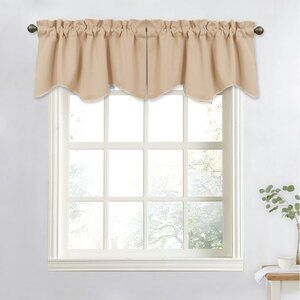 Thermal Room Darkening Valance Curtain 52 inches by 18 inches Scalloped 1 Panel